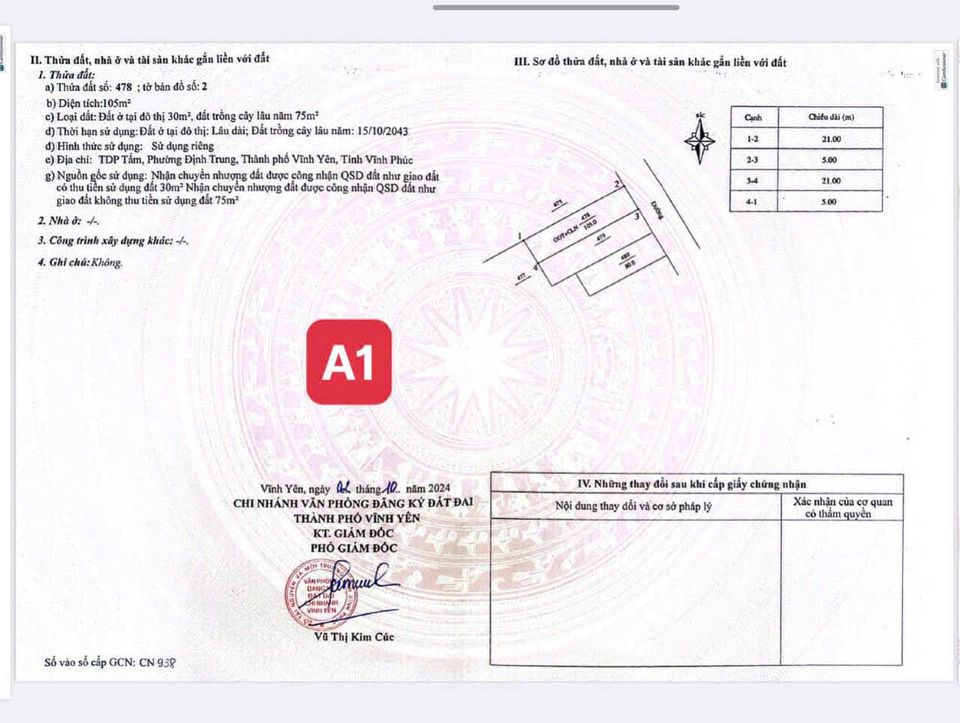 Bán đất 2 ô tô tránh nhau thoải mái, Định Trung, Vĩnh Yên, Vĩnh Phúc, diện tích 105m2, giá 1 tỷ