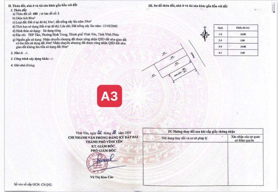 Bán đất 2 ô tô tránh nhau thoải mái, Định Trung, Vĩnh Yên, Vĩnh Phúc, diện tích 105m2, giá 1 tỷ