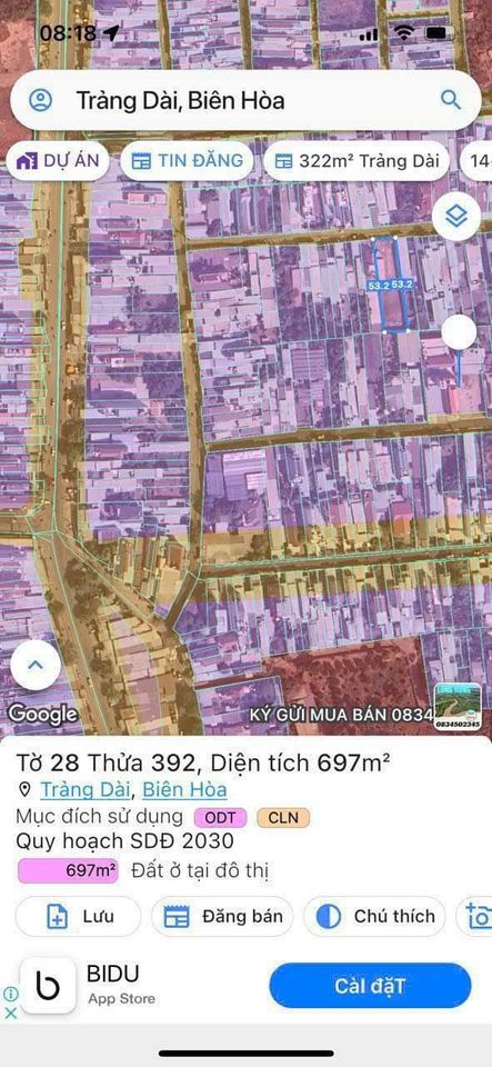 Bán biệt thự khu phố 3 - Trảng Dài, diện tích 697m2