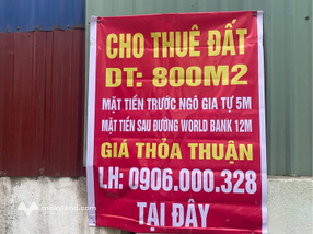 Cho thuê đất vàng Ngô Gia Tự, 800m2, gần sân bay Cát Bi, 2 mặt tiền