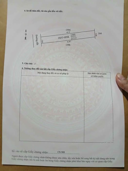 Đất xịn sò 5m x 42m, sổ đỏ sang tên, giá hời 450 triệu