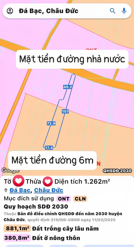Đất Đá Bạc siêu hot 1261m2, thổ cư, nhà cấp 4 cho thuê, vườn cây trái, giá chỉ 2,6 tỷ