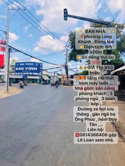 Nhà Bảo Vinh Đồng Nai 6mx20m, 3 phòng ngủ, giá chỉ 1.95 tỷ - Tặng full nội thất