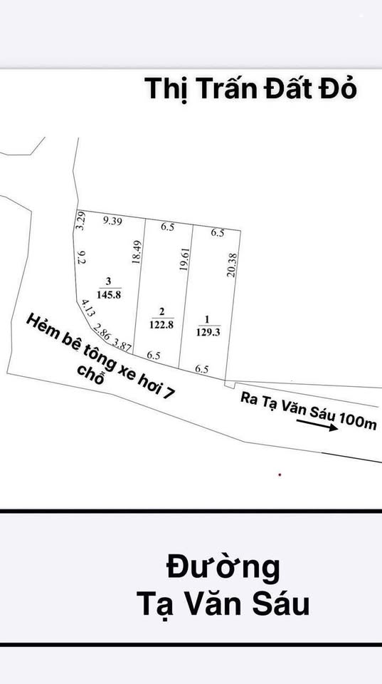Đất nền góc 2 mặt tiền, đường bê tông xe hơi 7 chỗ, gần đường Tạ Văn Sáu, Đất Đỏ, Bà Rịa - Vũng Tàu