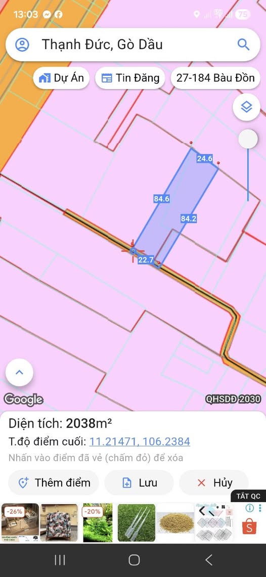 Bán đất 2100m2 tại xã Thạnh Đức, Huyện Gò Dầu, Tỉnh Tây Ninh