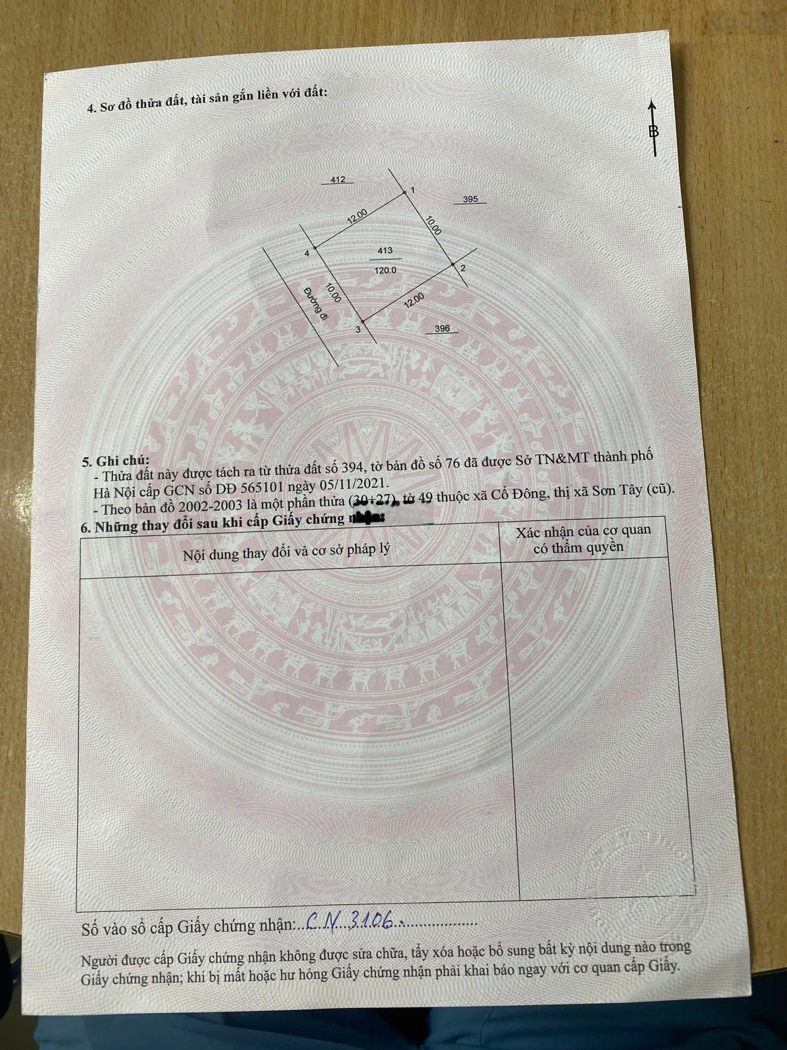 Chính chủ bán đất 120m2 Cổ Đông - Sơn Tây, ngay sát hồ Đồng Mô