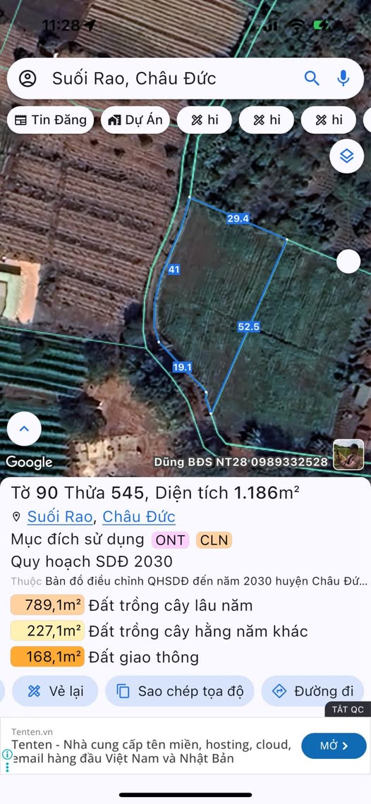 Mảnh đất vàng 1200m2, hai mặt tiền đường nhựa 60m tại Suối Rao, Châu Đức