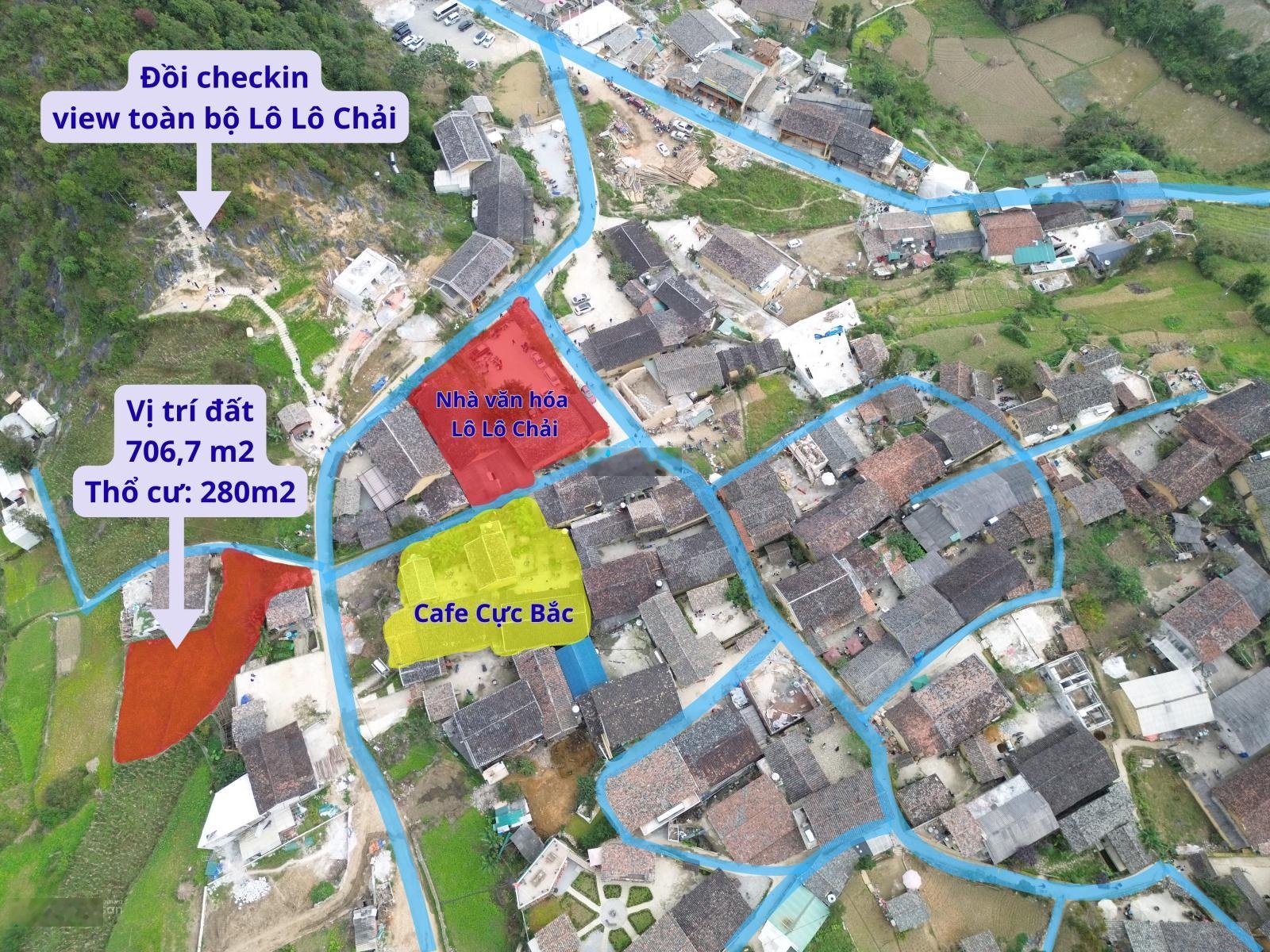 Lô Lô Chải - làng du lịch số 1 thế giới - duy nhất 1 lô 706.7m2 - thổ cư 280m2 - view săn mây