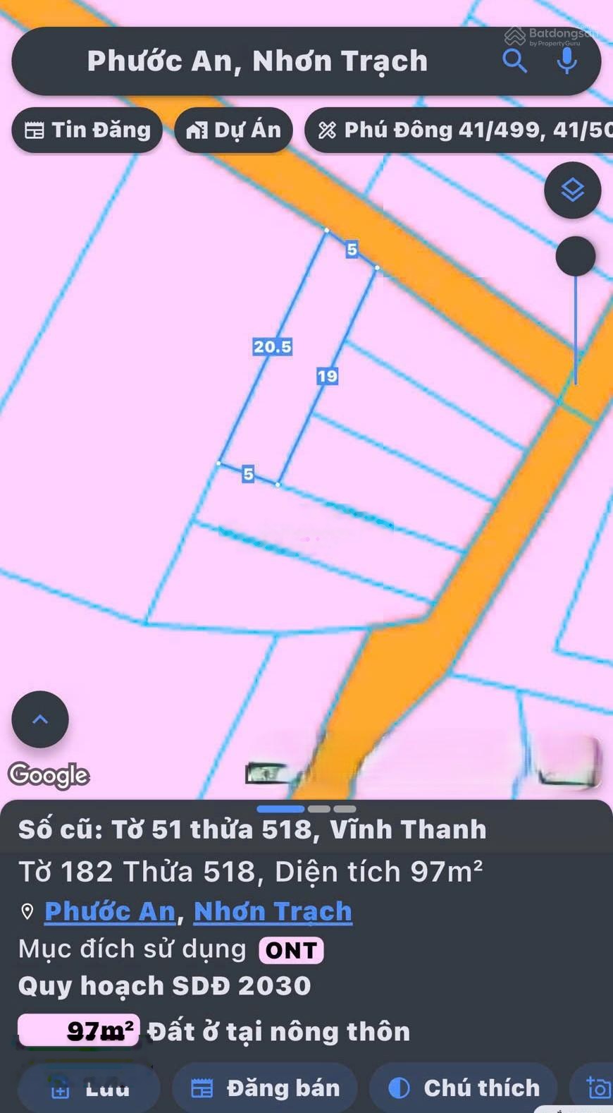 Bán đất Vĩnh Thanh, Nhơn Trạch, ĐN. Full thổ cư, DT 97m2, giá tốt, đầu tư sinh lời nhanh chóng