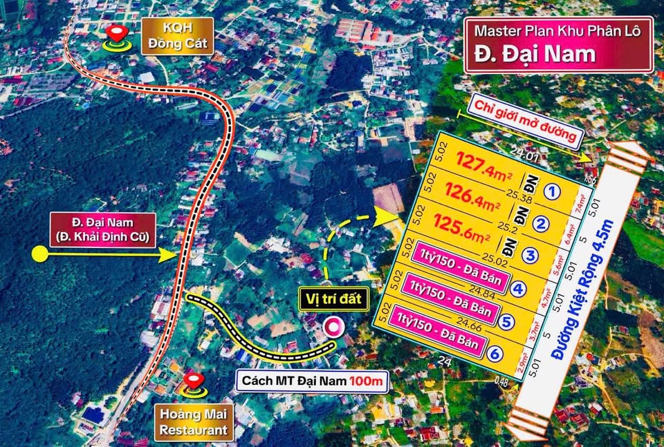 Chính thức mở bán 3 lô đất nền tại khu vực Khải Định, Đại Nam, Thừa Thiên Huế