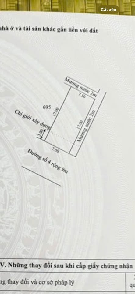 Đất khu quy hoạch Phước Linh - Phú Mỹ, 3 mặt thoáng, view ruộng, 127,5m2