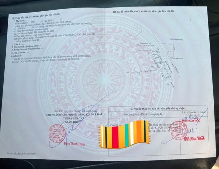 Đất Bến Cát, Bình Dương 126m2, tặng giấy phép xây dựng