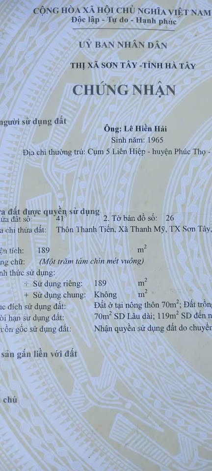 Đất vàng Sơn Tây - 149m2, mặt tiền 7m, giá hời hơn 2 tỷ