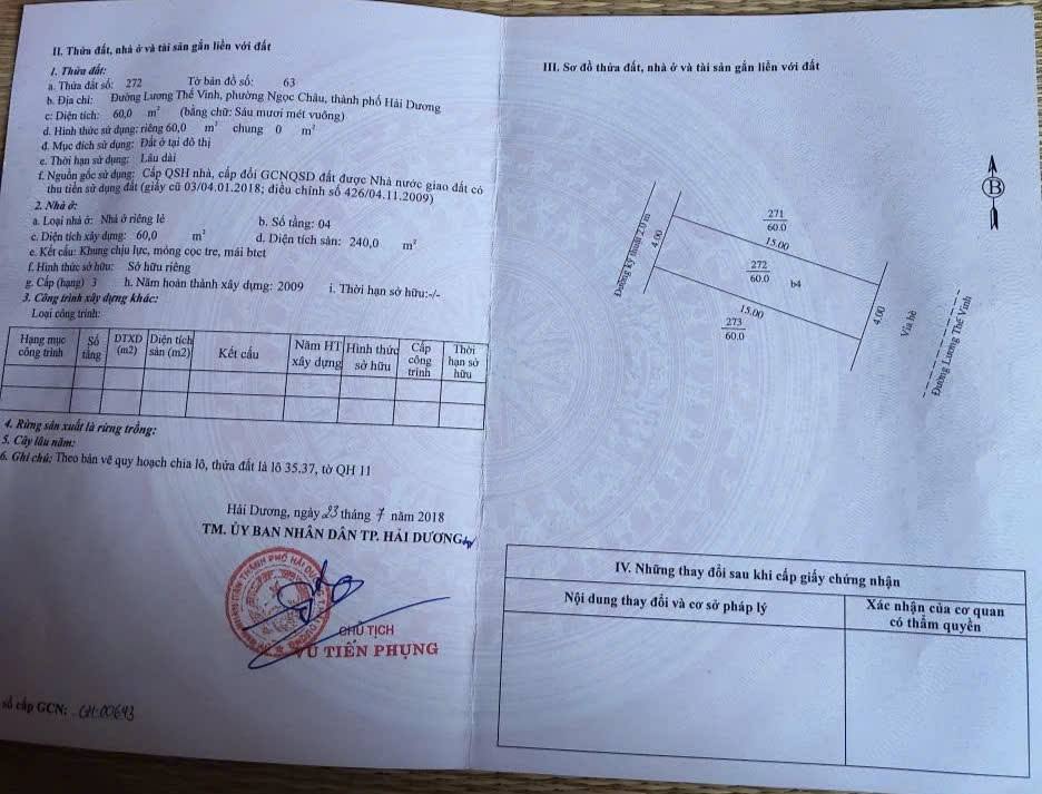 Nhà 4 tầng mặt phố Lương Thế Vinh, Hải Dương - Xây mới 6 năm, vị trí đắc địa