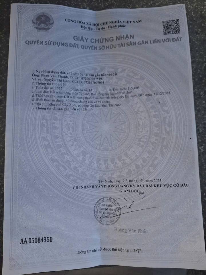 Mảnh đất vuông vắn 5m x 23m tại Cây Xoài, Gò Dầu, cơ hội đầu tư hấp dẫn