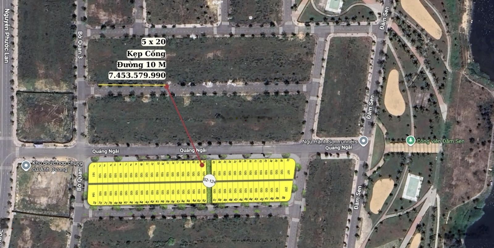 MT Quảng Ngãi kẹp cây xanh giá gốc CĐT Sun Group sát ngay 2 tòa chung cư