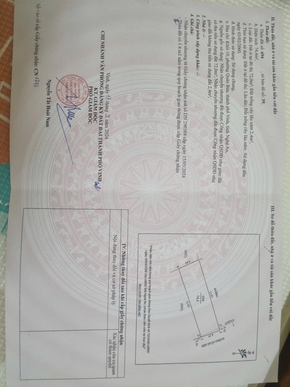 Bán nhà cấp 4 mới xây mặt đường Hồ Bá Kiện, 74.4m2, hướng Đông Bắc