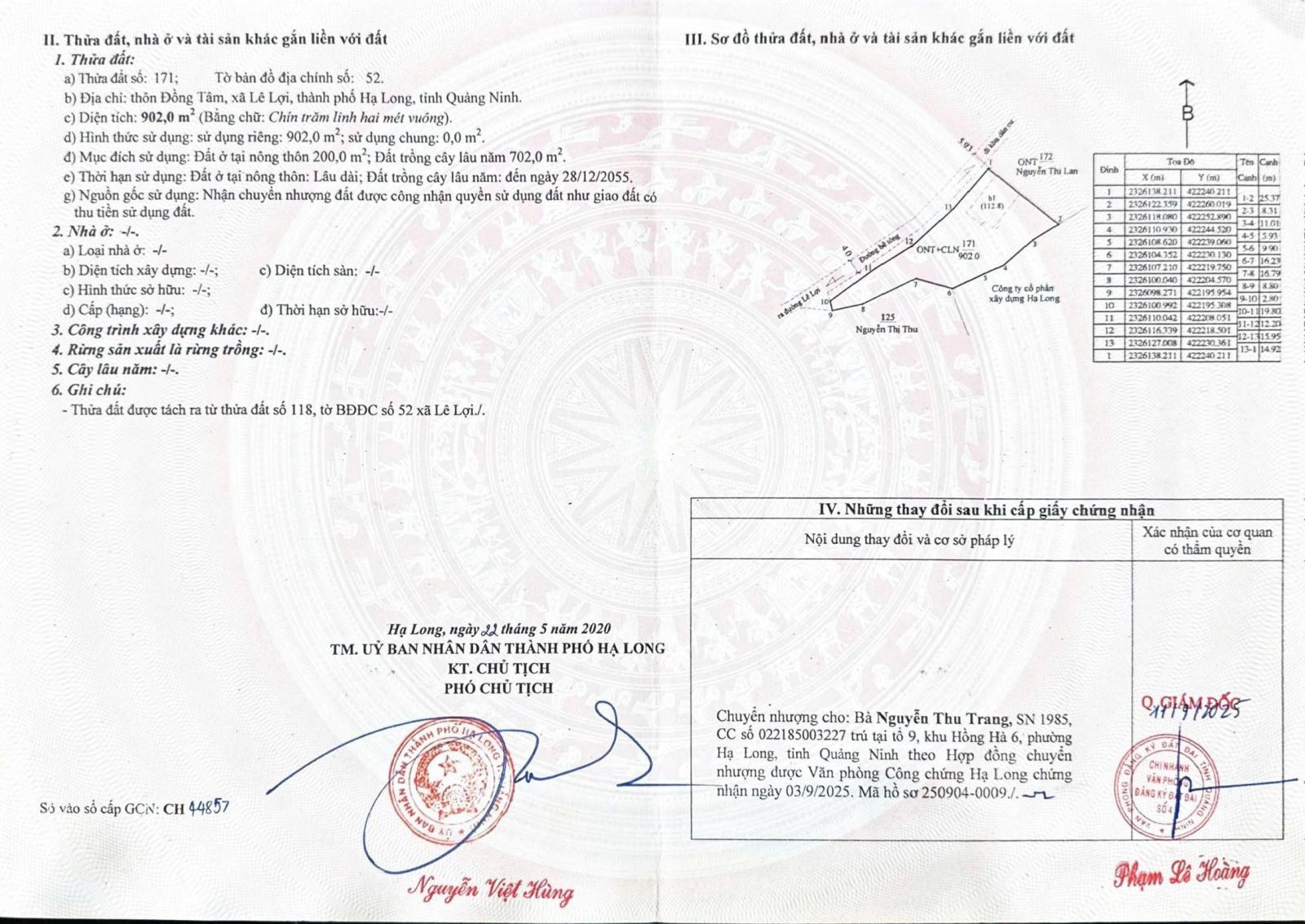 Do chuyển định cư, chính chủ cần bán biệt thự sân vườn gần 1000m2 tại p. Hoành Bồ, Hạ Long