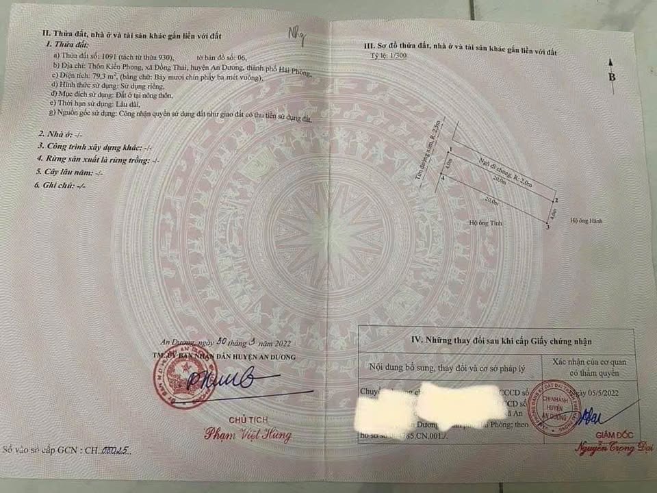 Bán lô góc 80m2 mặt đường tổ dân phố Kiến Phong, An Dương, Hải Phòng, ngõ ô tô tránh