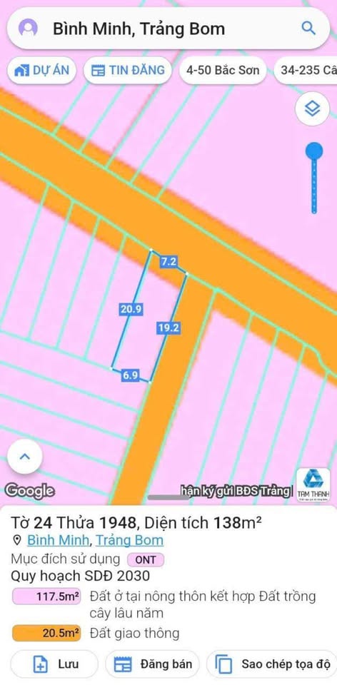 Lô góc 2 mặt tiền hiếm 138m² thổ cư, vị trí vàng kinh doanh