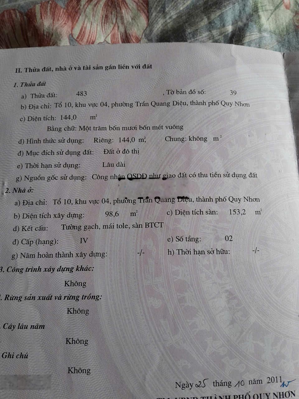 Bán gấp nhà phố thành phố Quy Nhơn