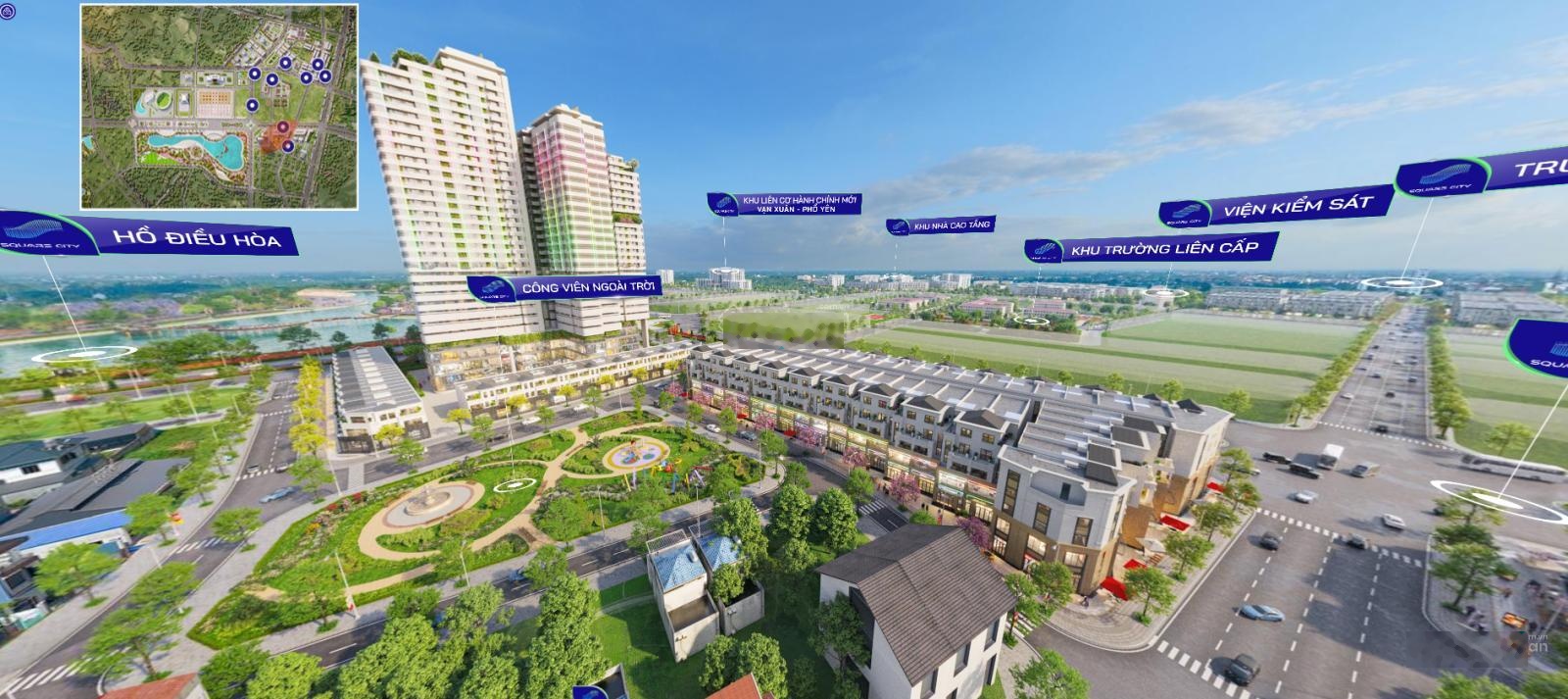 Đất nền dự án, có vị trí trung tâm quảng trường Vạn Xuân, là một trong quảng trường lớn thứ 2 MB