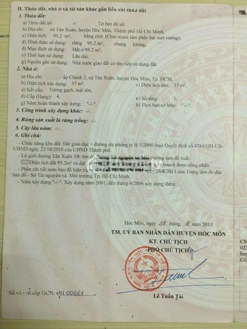 Nhà cấp 4 mới đẹp – 1 Sẹc Tân Xuân 1, Tân Xuân – Hóc Môn – 810 triệu