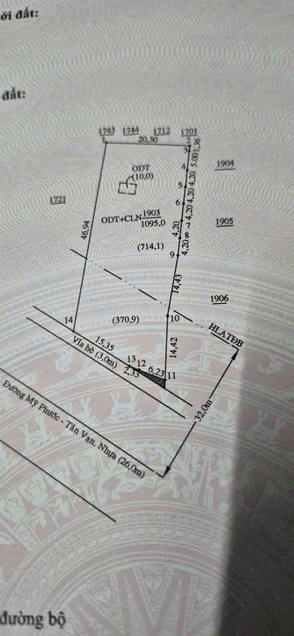 Bán đất thổ cư mặt tiền đường Mỹ Phước Tân Vạn, tỉnh Bình Dương