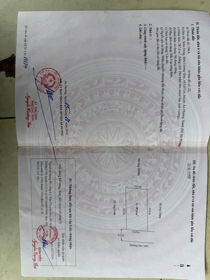 Bán đất 287m² Lương Quy, An Dương, vị trí đắc địa, tiềm năng sinh lời cao