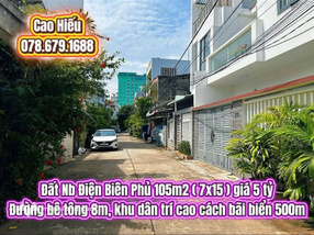 Đất Điện Biên Phủ, Phú Yên 105m2 view biển, dân trí cao, giá 5 tỷ