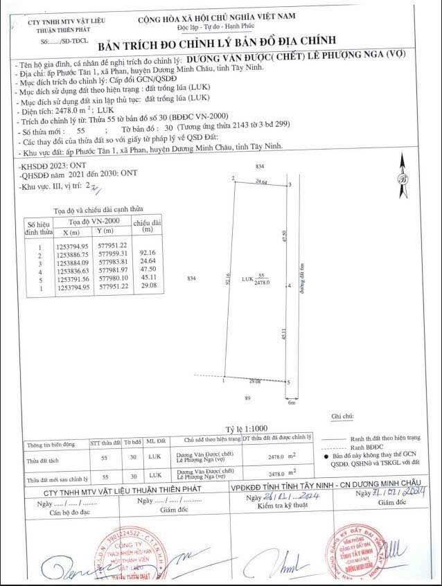 Bán đất tại Phan, Dương Minh Châu, diện tích khủng, tiềm năng phân lô đỉnh