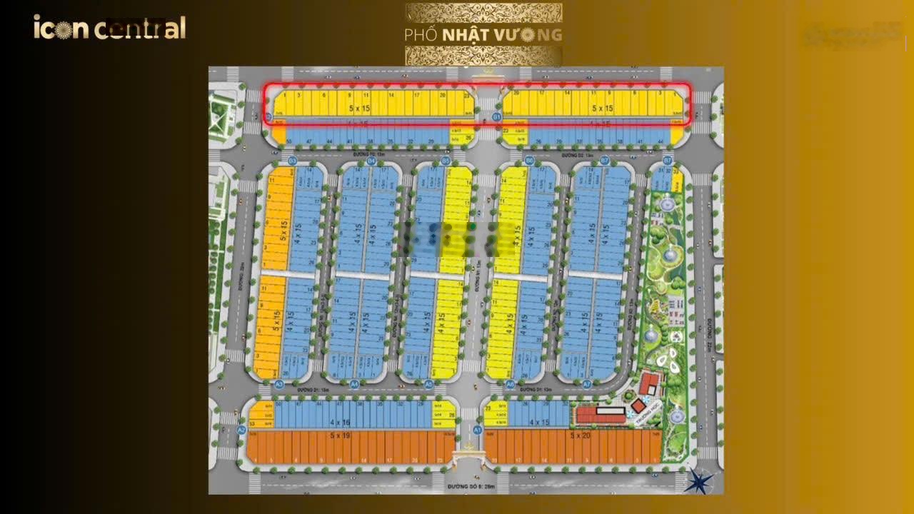 Lô góc hoa hậu ngay cổng chính vào khu dân cư ICon Central mặt tiền 22m