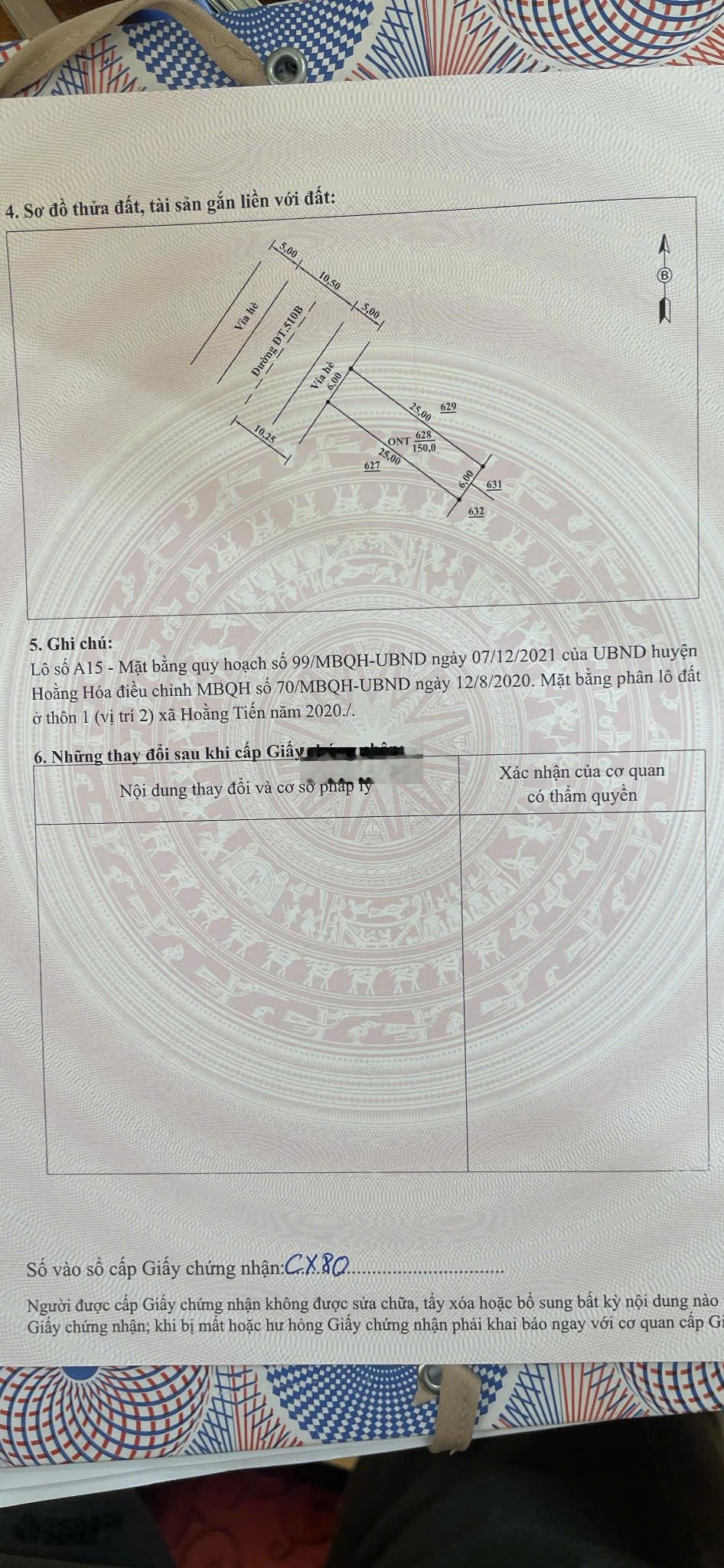 Cần bán lô đất tại Xã Hoằng Trường, cách bãi tắm Hải Tiến 150m. sát Flamingo