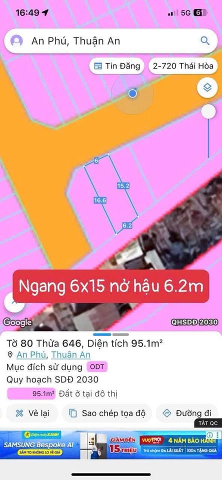 Bán đất nền khu dân cư Phú Hồng Thịnh 5, Dĩ An, Bình Dương 500m2