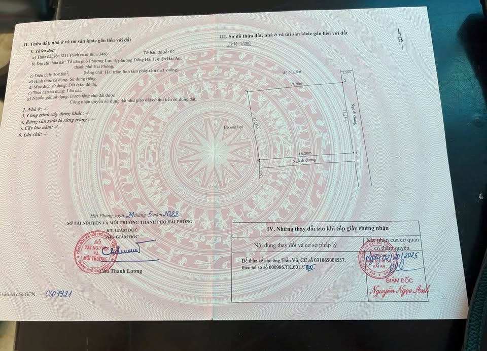 Siêu phẩm đất nền 208m2 tại mặt ngõ 299 Bùi Thị Tự Nhiên, Phường Đông Hải, Quận Hải An