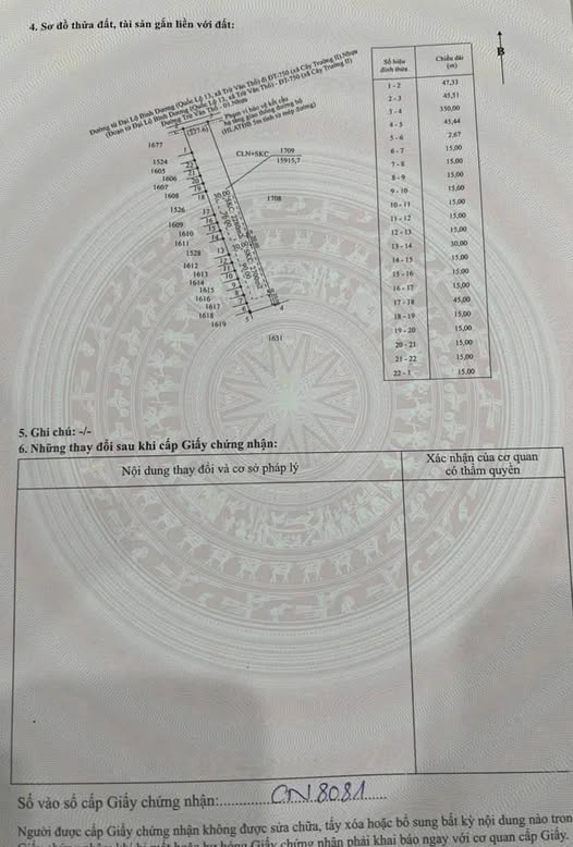 Bán đất SKC tại Trừ Văn Thố, Bàu Bàng, diện tích 1.5 ha, 4980m2 đất SKC, đã đóng thuế 50 năm