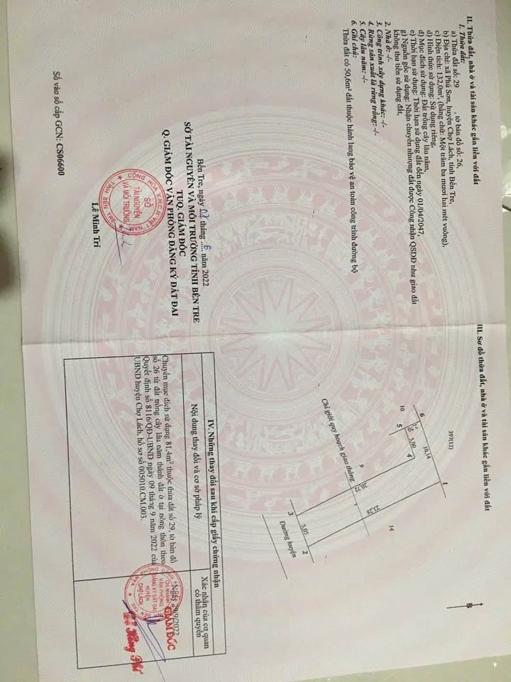 Bán 2 nền đất thổ cư 235m2 tại Phú Sơn, Chợ Lách, Bến Tre