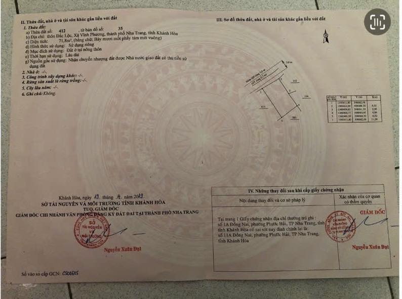 Cơ hội sở hữu ngay lô đất đắc địa tại thôn Đắc Lộc, Phường Vĩnh Hòa, Thành phố Nha Trang