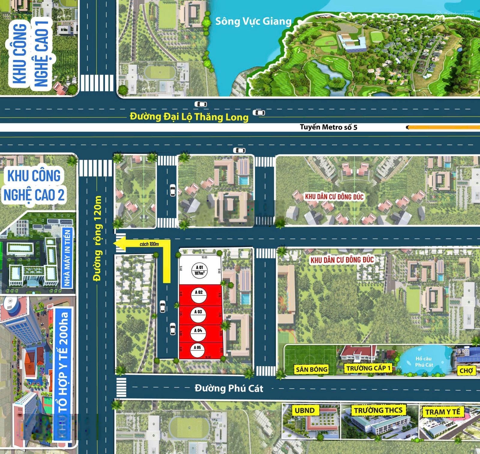 Bán đất đẹp tại Phú Cát, Quốc Oai, Hà Nội, 45 triệu/m2, 107 m2