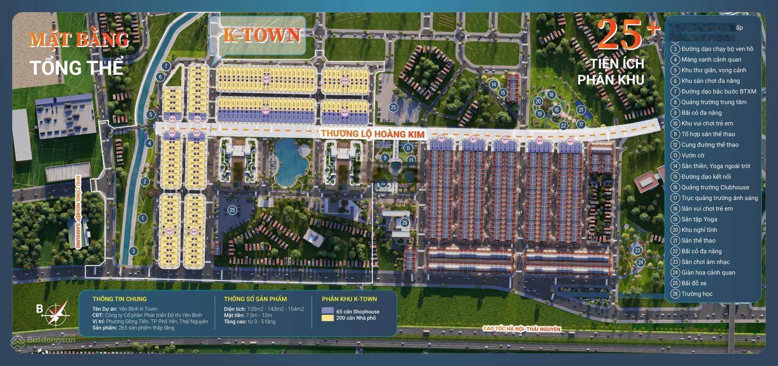 HOT KĐT Yên Bình Thái Nguyên - Lô đep view bể bơi công viên trục Đại Lộ Hoàng Kim 143m2, Giá 3,1 tỷ