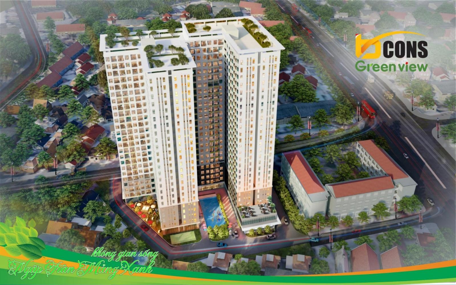 Cho thuê CH Bcons Green View, 7 triệu, 55 m2, 2PN, 2WC, Đông Hòa, Dĩ An, Bình Dương