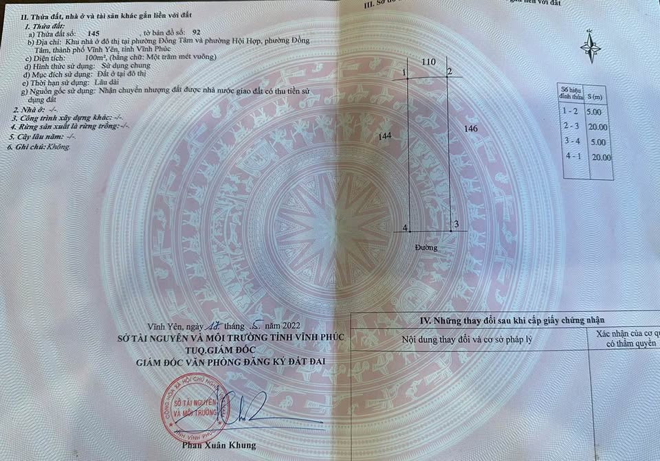 Lô đất 100m2 mặt tiền 5m hướng Nam tại khu đô thị Vĩnh Yên Center, Sông Lô, Vĩnh Phúc, cơ hội xây nhà đẹp