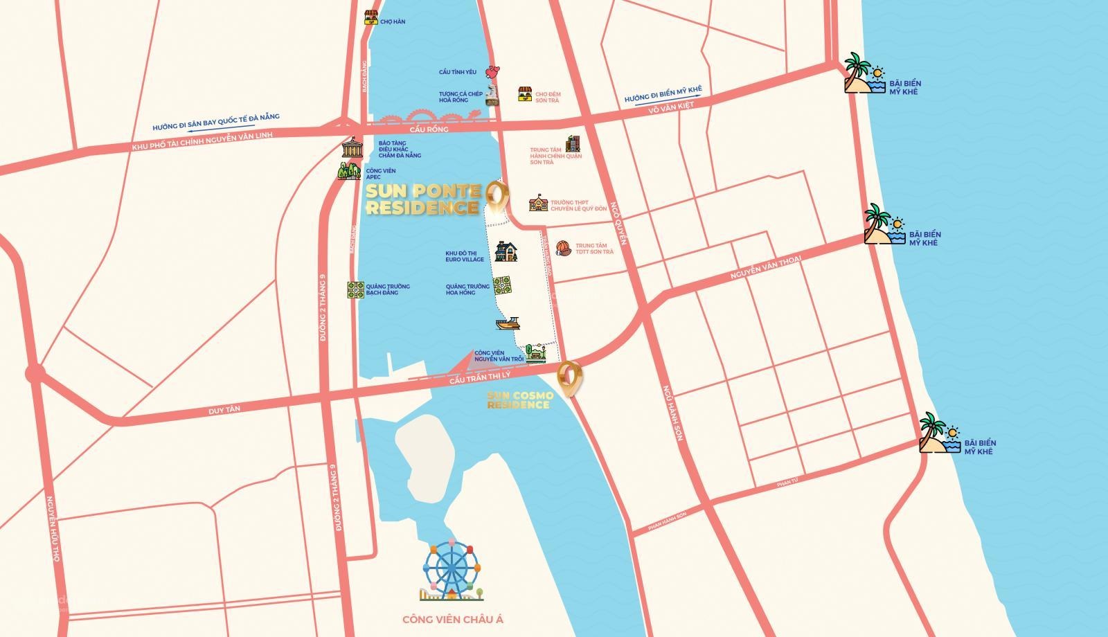 Căn hộ 1PN+ view biển giá tốt tại dự án Sun Ponte cạnh Cầu Rồng