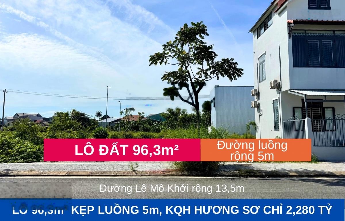 Bán lô đất 96,3m ngang 5,5m kẹp luồng 5m tại KQH Hương Sơ