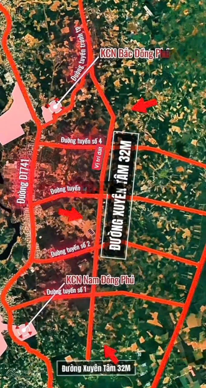 Bán đất tại đường Xuyên Tâm, Tân Tiến, Đồng Phú 490 triệu, 200 m2 đẹp, nhiều tiện ích