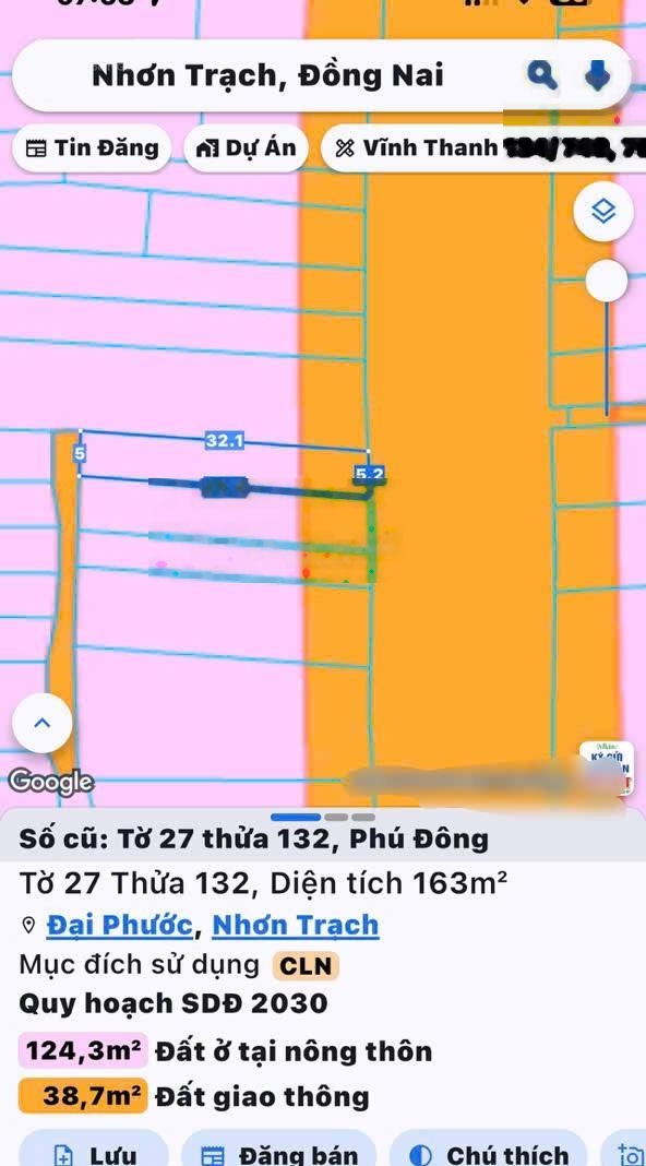 Bán đất mặt tiền đường Trần Văn Trà, Phú Đông, Nhơn Trạch. DT 163m2, giá đầu tư tốt, LH ngay