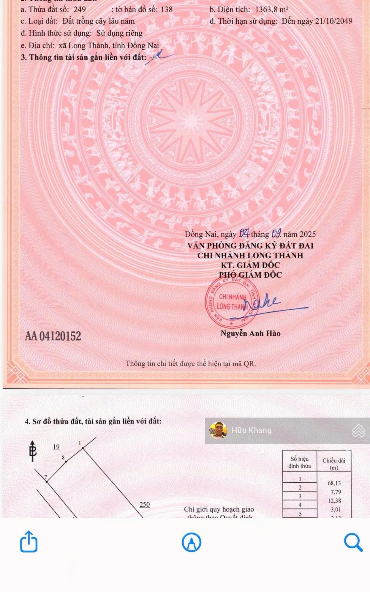 1363.8m2 góc hai mặt tiền thích hợp phân lô xã Bình Sơn - ngay sát đường Cầu Mên sân bay Long Thành