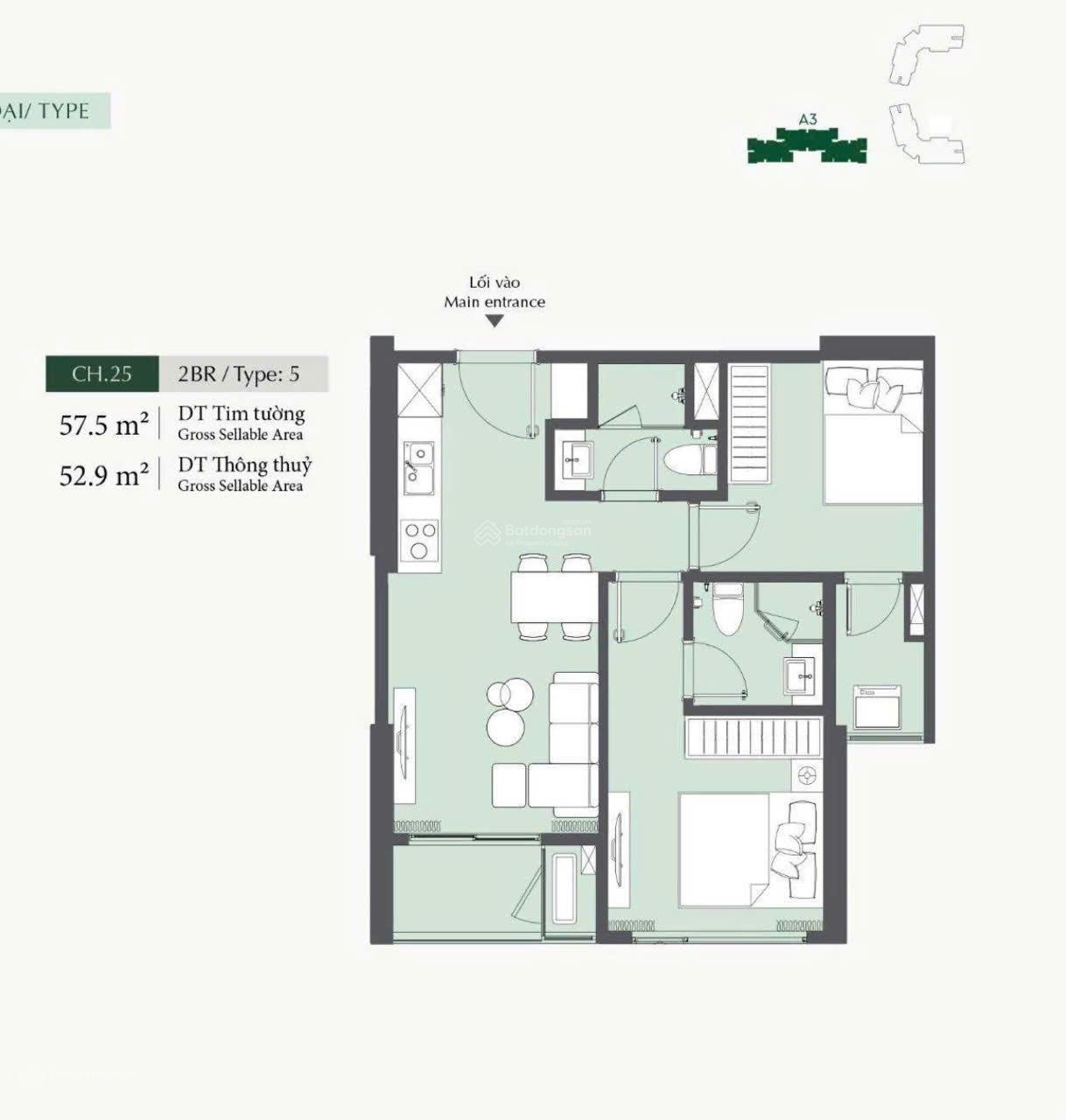 Chính chủ cần bán căn 25 tòa A3 tầng đẹp tiến độ giãn 5% !