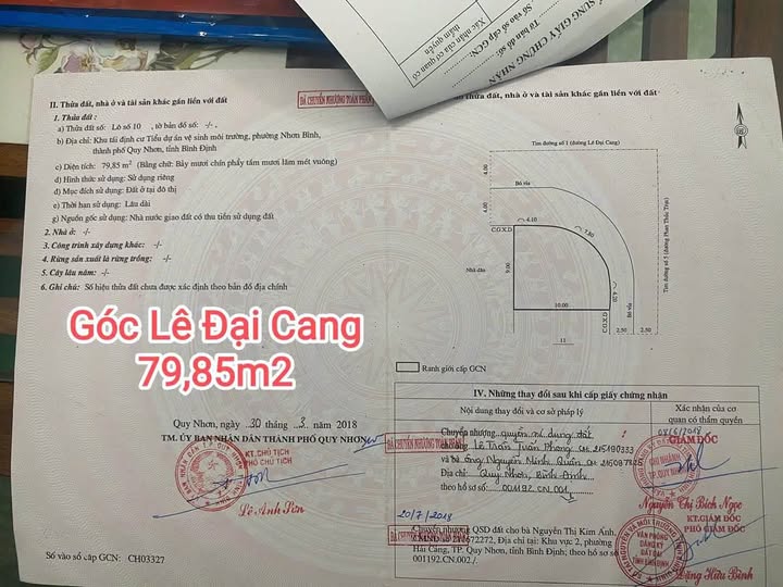 Bán lô đất góc 80m2, mặt tiền 9m, đường 16m tại Tuy Phước, Bình Định