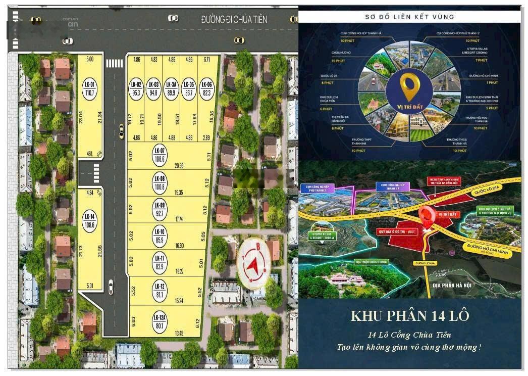 Đất nền 14 lô Lạc Thủy, giá 668tr - 1.2 tỷ, diện tích 84 - 205m², cách đường HCM 200m